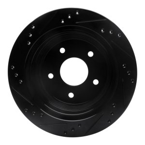Chevrolet S10 Brake Rotor (1) - Rear Right - R1 Concepts - Drilled & Slotted - Black - `98-`05